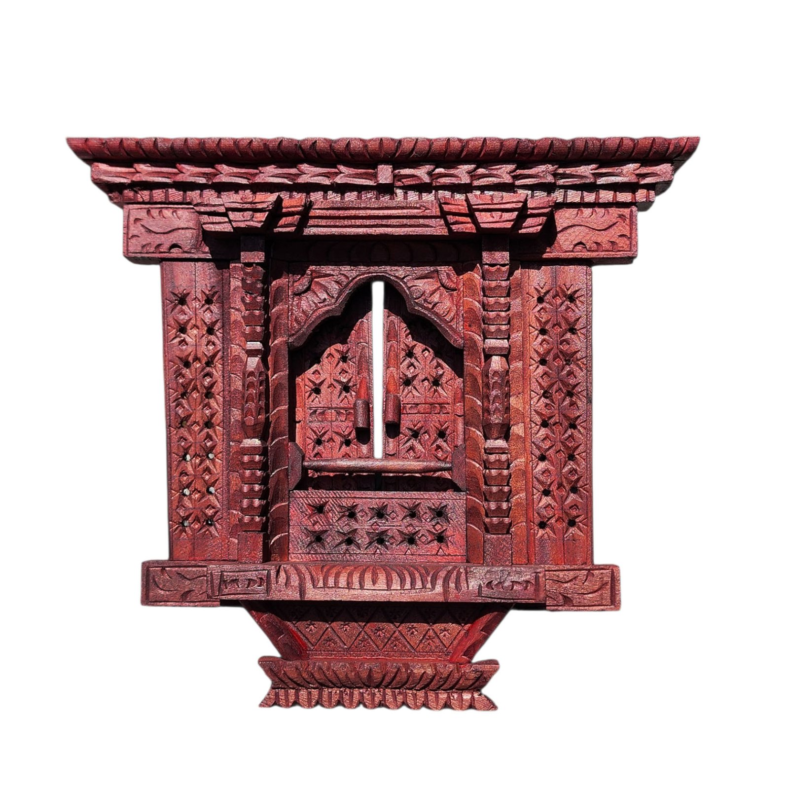 [premium] Traditional Newari Wooden [hand Carved Door Design For Decoration], Natural Wood,