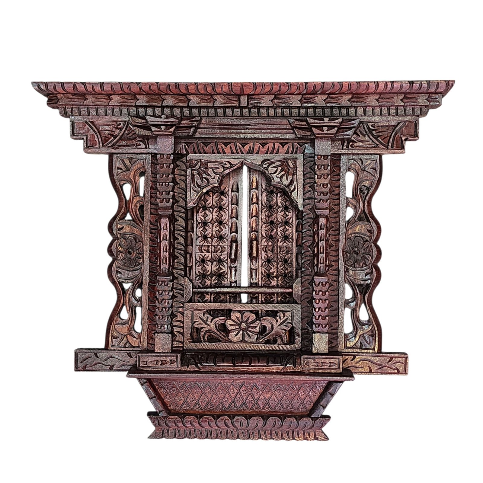 [premium] Traditional Newari Wooden [hand Carved Door Design For Decoration], Natural Wood,