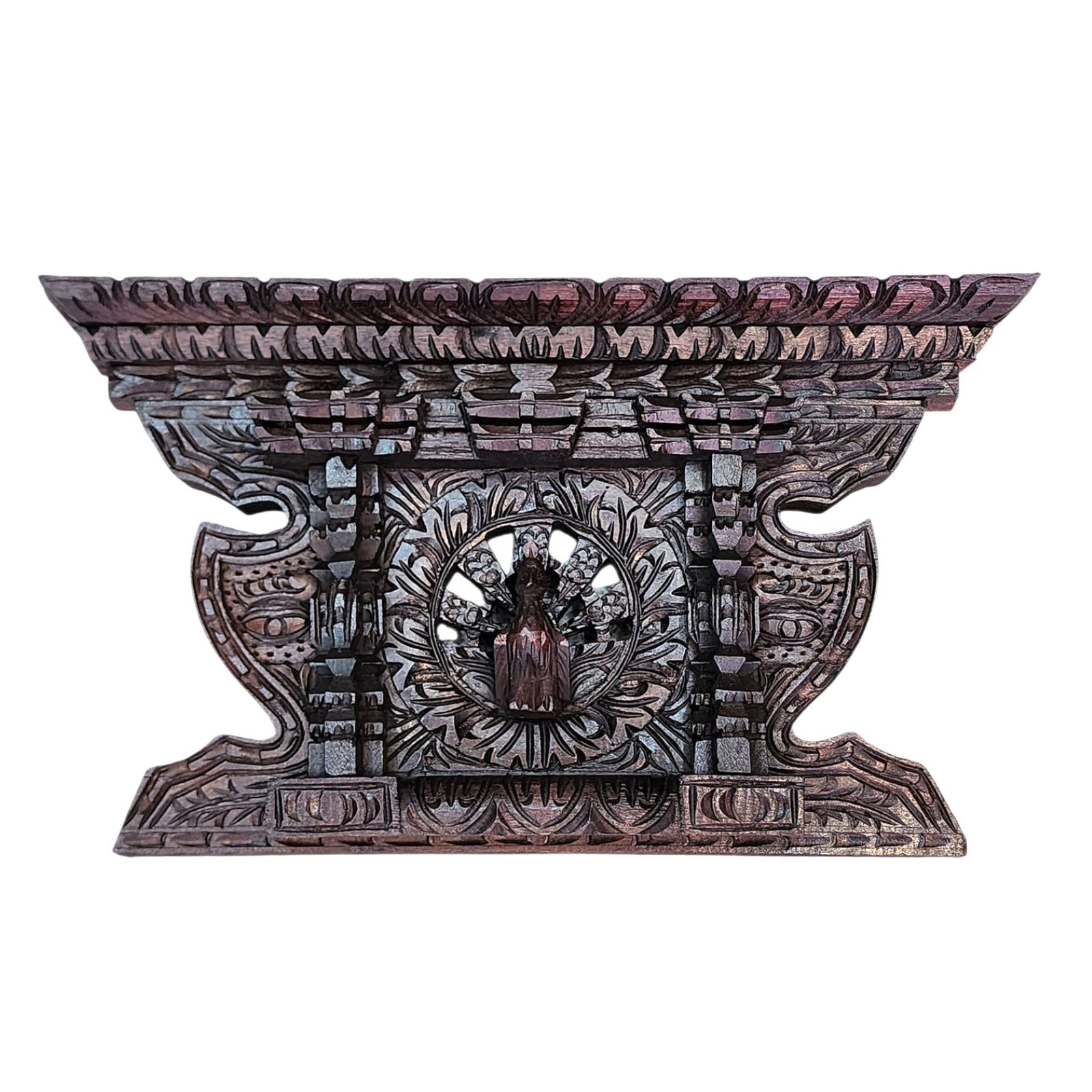 [premium] Traditional Newari Wooden [hand Carved Peacock Design For Decoration], Natural Wood,