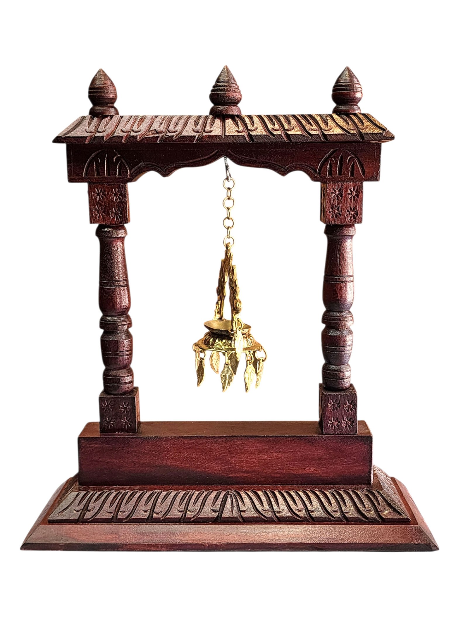 Buddhist Handmade Traditional Table Oil Lamp On Wooden Frame