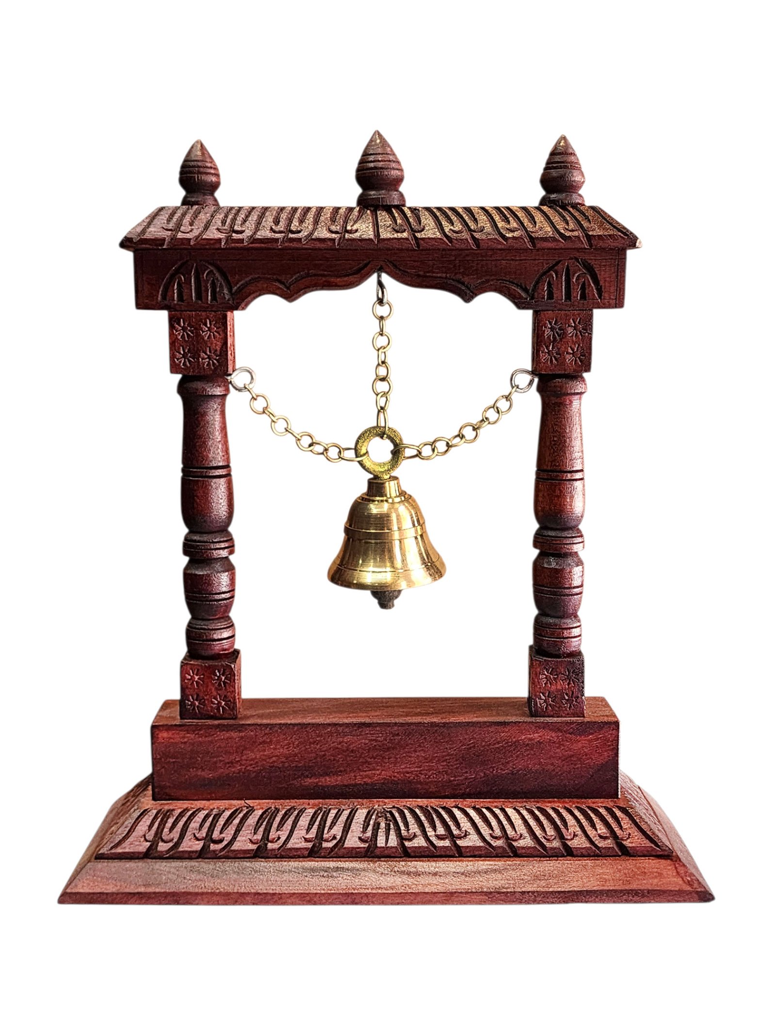 Buddhist Handmade Traditional Table Bell On Wooden Frame