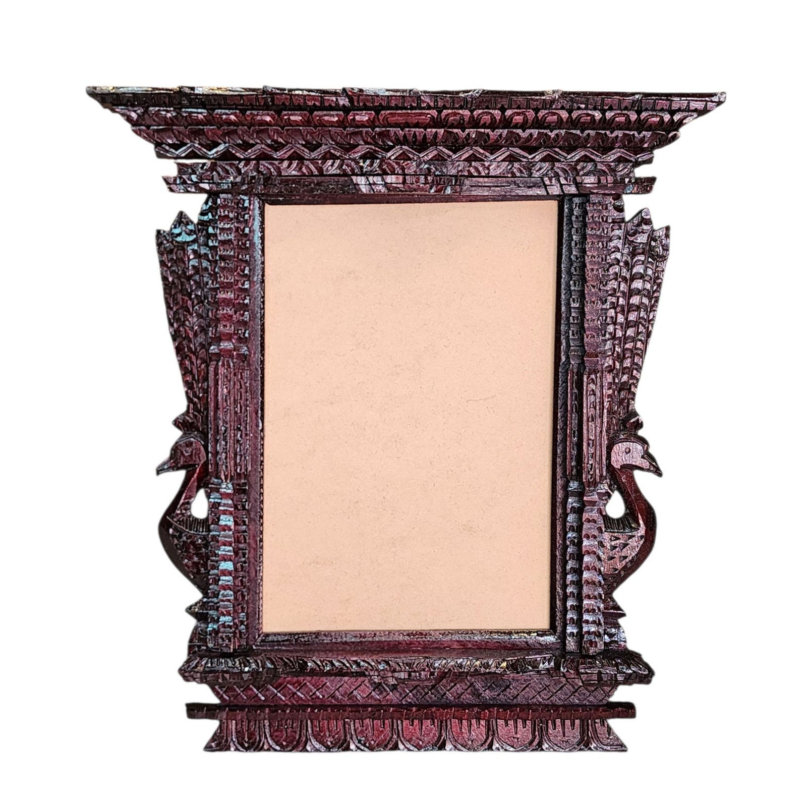 [premium] Traditional Newari Wooden [hand Carved Windows], [design Photo Frame Or Window Decoration], Natural Wood