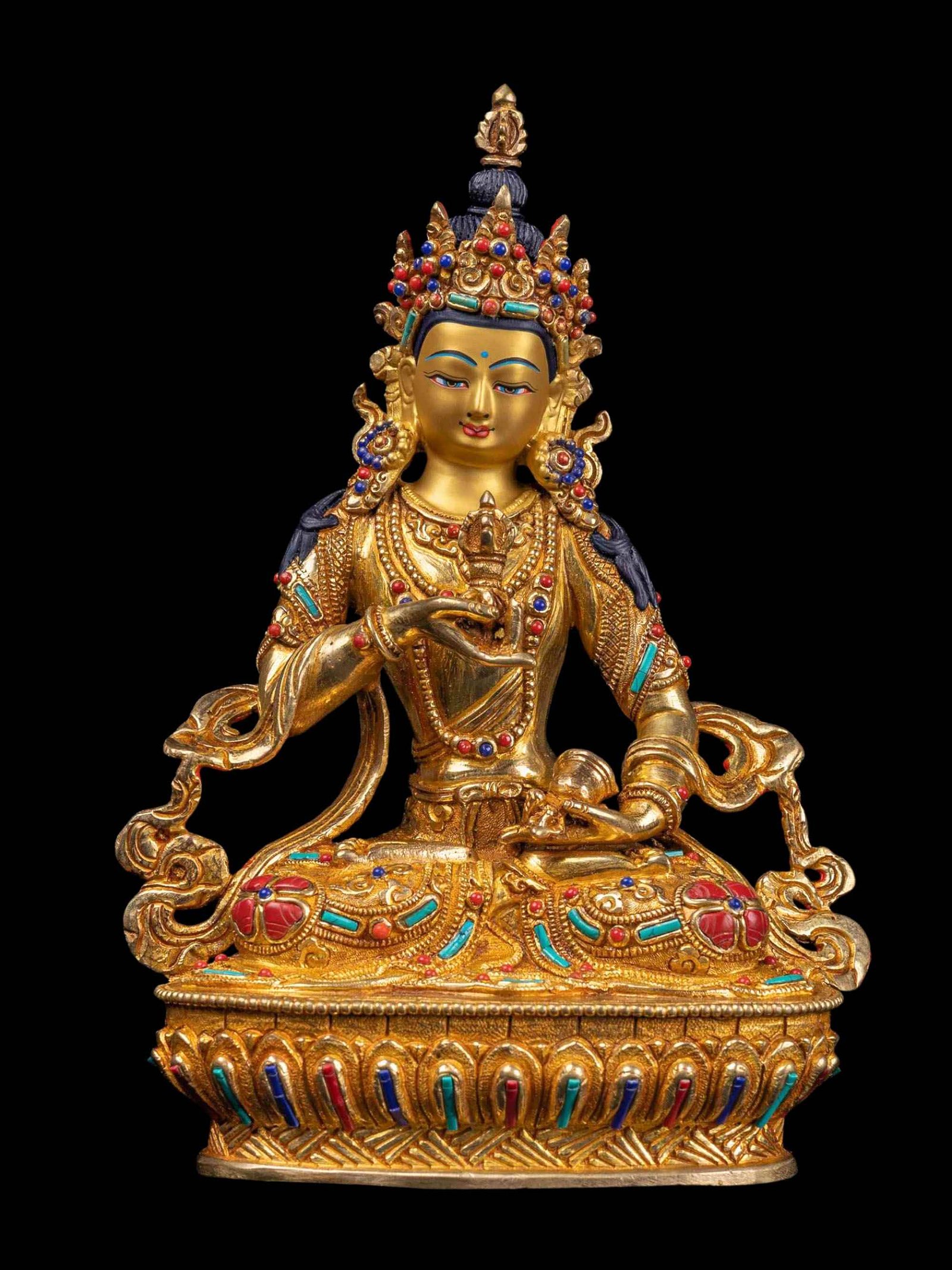 [vajrasattva] Handmade Nepali Buddhist Statue, [full Gold Plated], [face Painted]