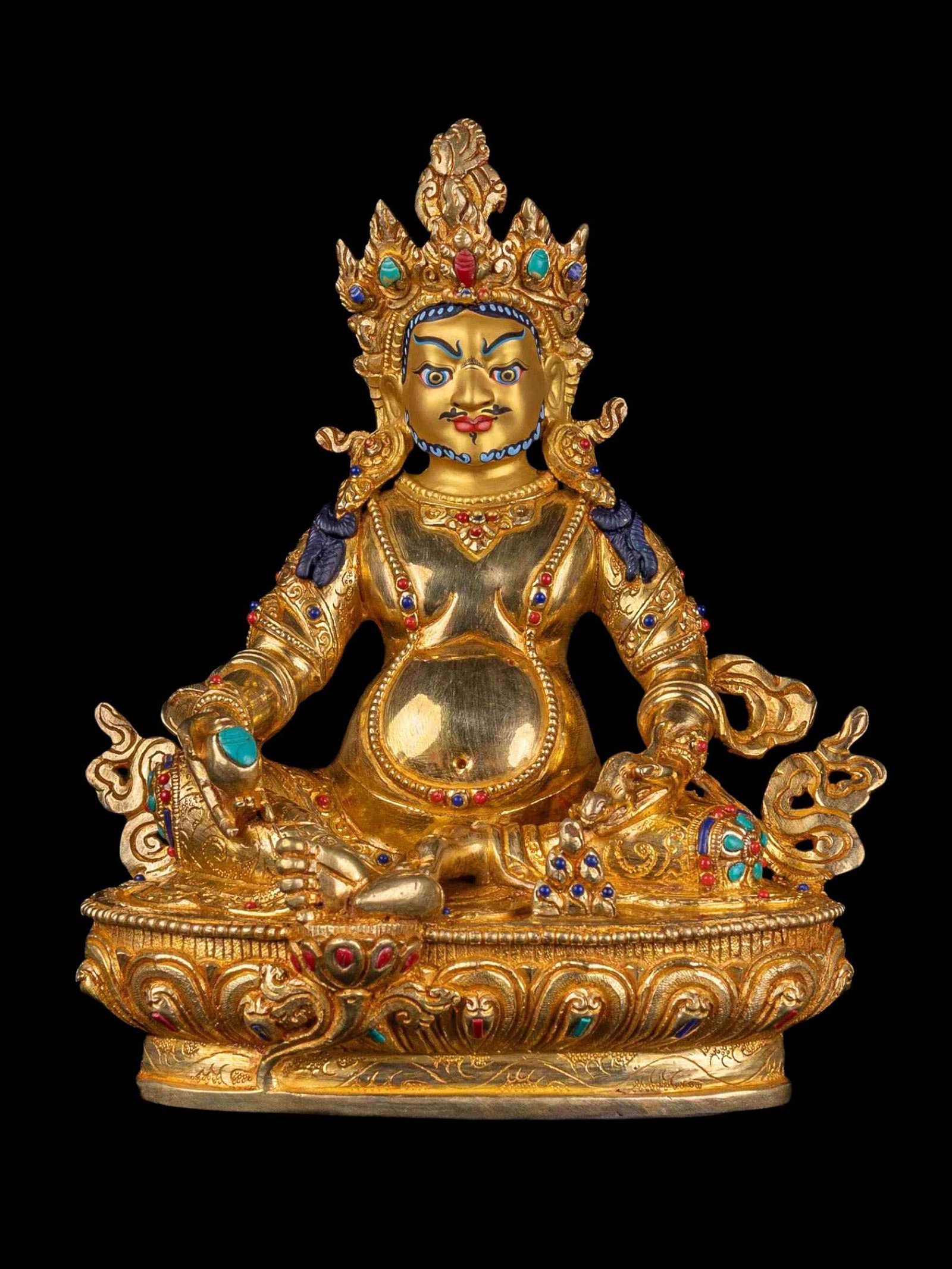 [jambhala] Handmade Nepali Buddhist Statue, [full Gold Plated], [face Painted]