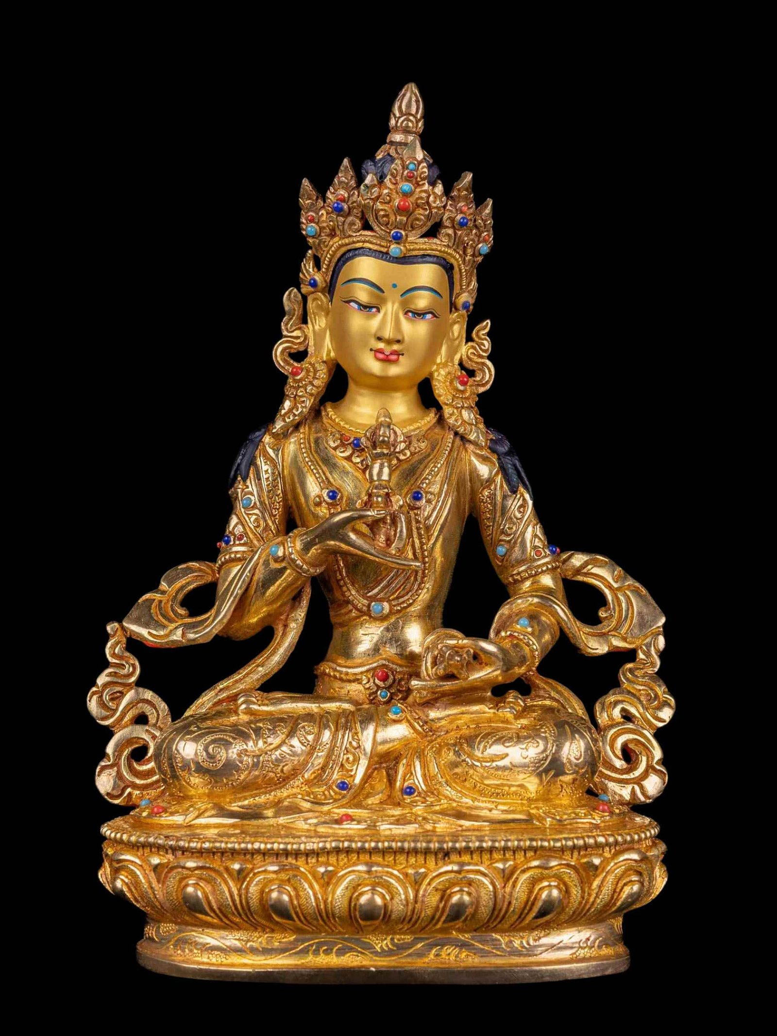 [vajrasattva] Handmade Nepali Buddhist Statue, [full Gold Plated], [face Painted]