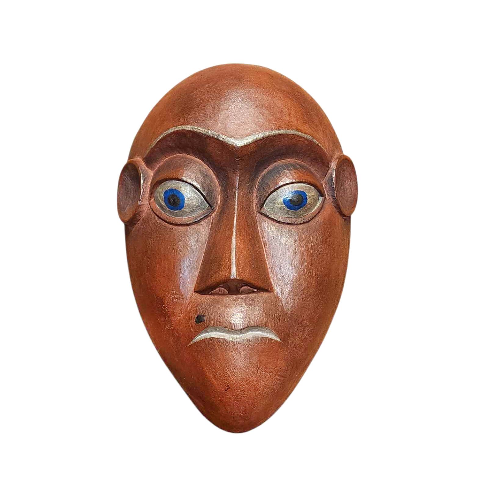 Handmade Wooden Mask, [tribal Mask], Tibetan Style With [traditional Color], [poplar Wood]