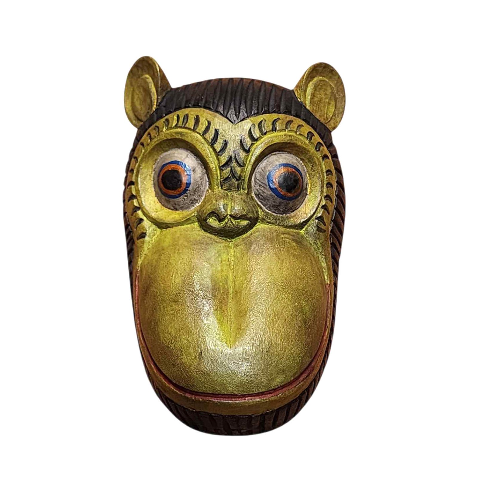 Handmade Wooden Mask, [tribal Mask], Tibetan Style With [traditional Color], [poplar Wood]