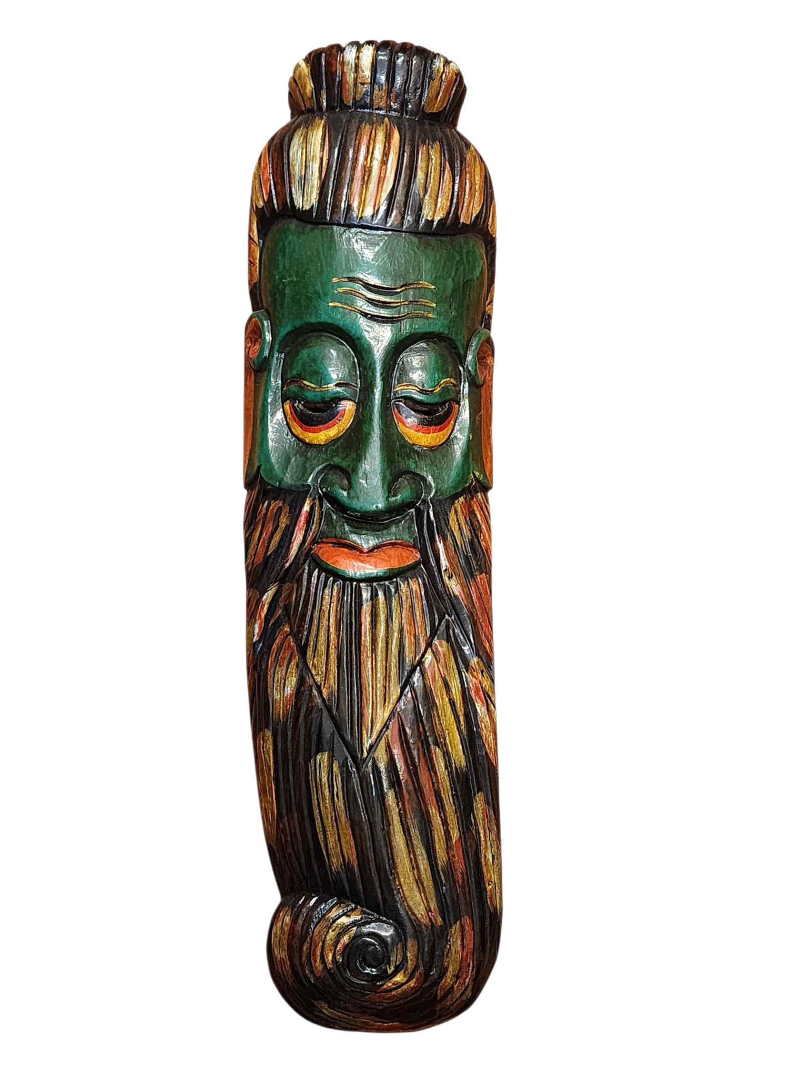 Handmade Wooden Mask, [tribal Mask], Tibetan Style With [traditional Color], [poplar Wood]