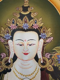 Tibetan Thangka Of Bodhisattva Set Chenrezig, Manjushri Vajrapani [chana Dorje] High Quality Real Gold And Tibetan Colors