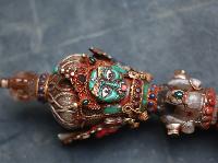Silver Dagger Phurba With Real Stone