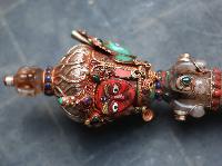 Silver Dagger Phurba With Real Stone