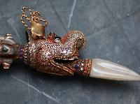 Silver Dagger Phurba With Real Stone