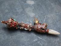 Silver Dagger Phurba With Real Stone