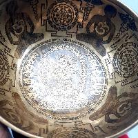 Fine Carving Singing Bowl [jambati], With [white Mahakala], [etching Carving], [select Accessories]