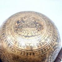 Fine Carving Singing Bowl [jambati], With [white Mahakala], [etching Carving], [select Accessories]