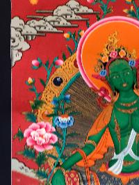 Tibetan Thangka Of Green Tara
