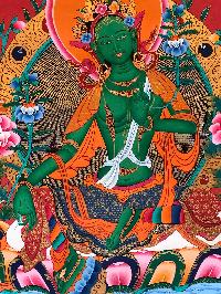 Tibetan Thangka Of Green Tara