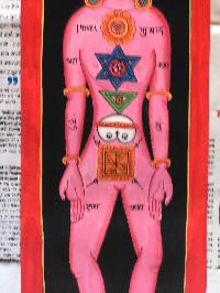 Tibetan Samadhi Thangka, [seven Chakra], [pink]