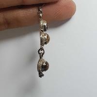 Silver Earring With [tiger Eye Stone]