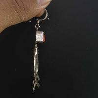 Silver Earrings With [real Coral Stone]