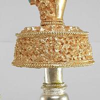 [hq], [small] Copper Bhumpa- Bhumba, Fine Carving, [gold And Silver Plated]