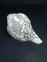 Tibetan Conch Shell With Vajrasattva [hand Carved]