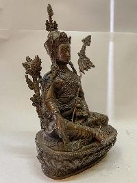 Nepali Handmade Statue Of Padmasambhava, [chocolate Oxidized]