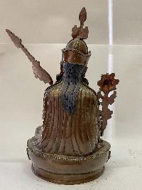 Nepali Handmade Statue Of Padmasambhava, [chocolate Oxidized]