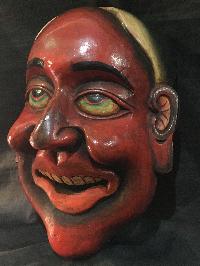 Handmade Wooden Mask Of Joker, [painted Red], Poplar Wood