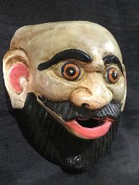 Handmade Wooden Mask Of Joker (beard), [painted White], Poplar Wood
