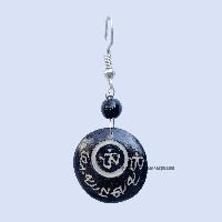 Metal Earrings [mantra Printed], Black