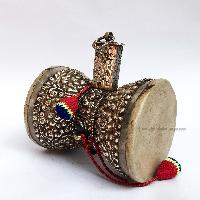 Tibetan Chod Damaru Silver Crystal With Real Silver