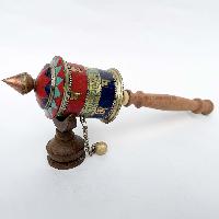 Brass Hand Held Prayer Wheel, [red And Black Color]