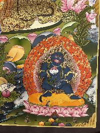 Buddhist Hand Painted Thangka Of Pancha Kuber Jambhala, [real Gold], Lamas Art