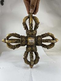 Five Point Double Dorje [vishwa Vajra], [copper Gold Plated], [antique]
