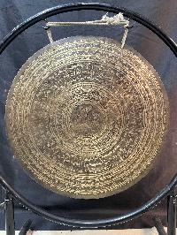 Tibetan Gong With Stand, [conch Shell Etching], Gong Size 50 Cm, Gong Weight 3000