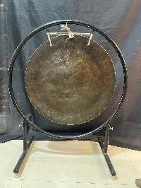 Tibetan Gong With Stand, [flower Etching],  Gong Size 50 Cm, Gong Weight 3000