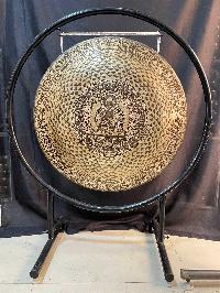 Tibetan Gong With Stand, [mandal Etching], Gong Size 70x5 Cm, Gong Weight 12kg