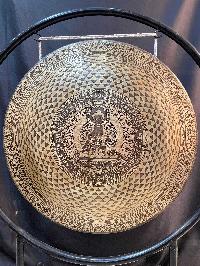 Tibetan Gong With Stand, [mandal Etching], Gong Size 70x5 Cm, Gong Weight 12kg