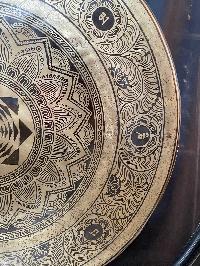 Tibetan Gong With Stand, [mandal Etching], Gong Size 65 X 5 Cm, Gong Weight 11kg