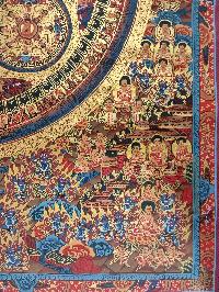 Five Mandala Thangka, Buddhist Handmade Thangka Of Pancha Buddha Mandala Thangka