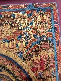 Five Mandala Thangka, Buddhist Handmade Thangka Of Pancha Buddha Mandala Thangka