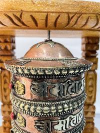 Wall Prayer Wheel With Mantra Inside, [with Carved Mantra, Stone Setting], Wall Mountable