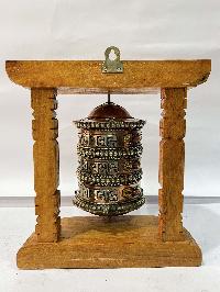 Wall Prayer Wheel With Mantra Inside, [with Carved Mantra, Stone Setting], Wall Mountable