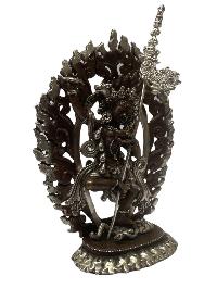 Buddhist Statue Miniature Statue Of, Vajravarahi - Dorje Phagmo, [silver And Chocolate Oxidized]