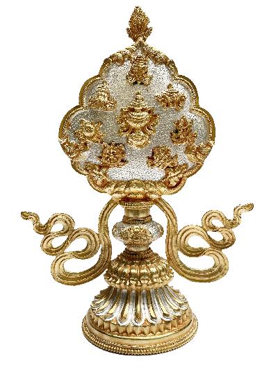 Buddhist Offering Of Ashtamangala, [gold And Silver Plated With Fine Carving]