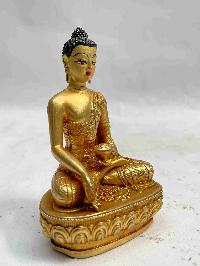 Buddhist Miniature Statue Of Ratnasambhava Buddha, [full Gold Plated, Face Painted]