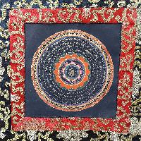 Buddhist Hand Painting Thangka Of Mandala With Polyester Brocade, [hand Painted]