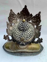 Buddhist Handmade Statue Of Maitreya Buddha, [full Fire Gold Plated, Stone Setting, Face Painted]