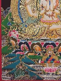 Buddhist Handmade Thangka Of Chenrezig, Avalokitesvara, [real Gold, Hand Painted]